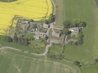 Oblique aerial view of Aberlemno Parish Church, taken from the SE.