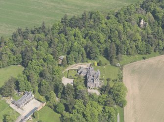 Oblique aerial view of Finavon Castle, taken from the SW.