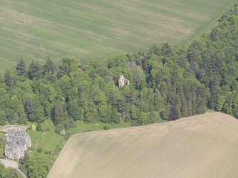 Oblique aerial view of Finavon Castle, taken from the SW.