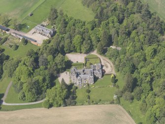 Oblique aerial view of Finavon Castle, taken from the SSE.
