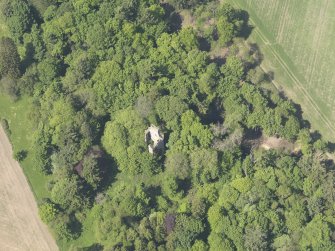 Oblique aerial view of Finavon Castle, taken from the SSW.