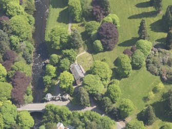 Oblique aerial view of Cortachy Parish Church, taken from the WNW.