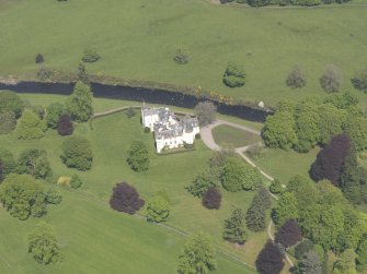 Oblique aerial view of Cortachy Castle, taken from the SSW.