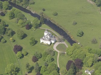 Oblique aerial view of Cortachy Castle, taken from the S.