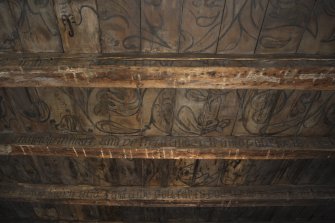 Interior, detail of painted ceiling, upper ground floor, NE house.