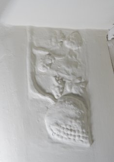 Interior, detail of plastermoulding in window recess, upper ground floor, centre room, SW house.