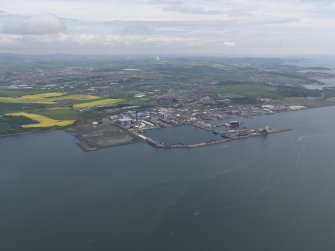 General oblique aerial view of Rosyth Dockyard, taken from the WNW.