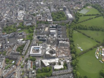 Oblique aerial view of the Quartermile Development, taken from the W.