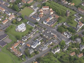 Oblique aerial view of St Gabriel's RC Church, taken from the SSW.