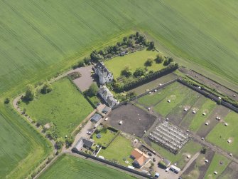 Oblique aerial view of Ballencrieff Granary, taken from the WNW.