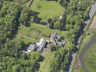 Oblique aerial view of Luffness House, taken from the E.