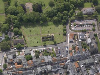 Oblique aerial view of North Berwick Old Parish Church, taken from the N.