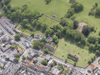 Oblique aerial view of North Berwick Old Parish Church, taken from the N.