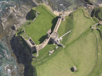 Oblique aerial view of Tantallon Castle, taken from the W.