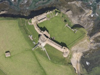 Oblique aerial view of Tantallon Castle, taken from the S.