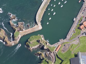Oblique aerial view of Dunbar Castle, taken from the SW.