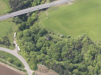 Oblique aerial view of Cockburnspath Tower, taken from the ENE.