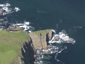 Oblique aerial view of Fast Castle, taken from the SE.