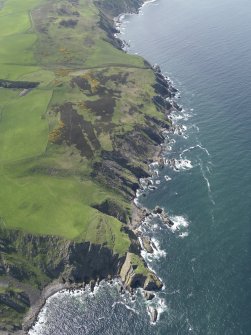 Oblique aerial view of Fast Castle, taken from the E.