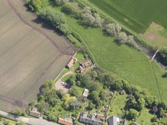 Oblique aerial view of Preston Mill, taken from the NW.