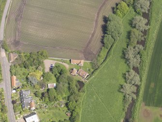 Oblique aerial view of Preston Mill, taken from the SW.