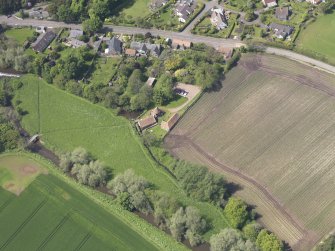 Oblique aerial view of Preston Mill, taken from the SE.