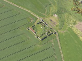 Oblique aerial view of Barnes Castle, taken from the E.