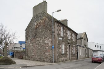 General view from NE showing Bute Museum and 3 Stuart Street, Rothesay, Bute