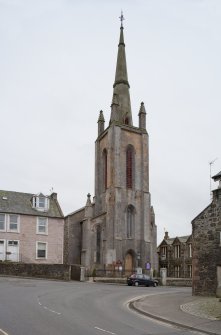 General view of Trinity Church and Church Hall, 26 Castle Street, Rothesay, Bute, from NE