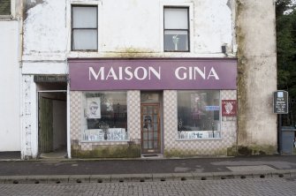 View of tiled shop front at Maison Gina, 11 and 13 Montague Street, Rothesay, Bute