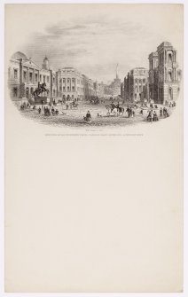 Illustrated letterhead with engraving showing general view across Waterloo Place, Edinburgh.
Titled: 'Register House, Wellington Statue, Waterloo Place, Calton Hill & New Post Office'.
Inscribed: 'Willm Banks sc Edin'.
