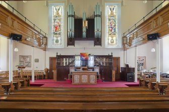 View from the centre of the sanctuary, looking to the central pulpit of the chancel.