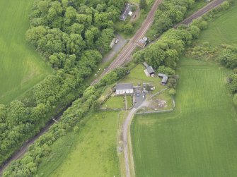 Oblique aerial view of Hilton Junction signal box, taken from the NNW.