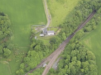 Oblique aerial view of Hilton Junction signal box, taken from the SSE.