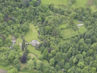 Oblique aerial view of Keltie Castle, taken from the N.