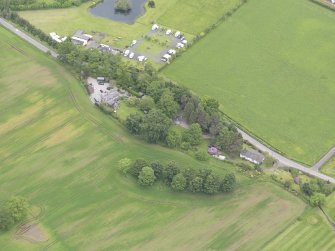 Oblique aerial view of Duncrub House dovecot, taken from the SW.