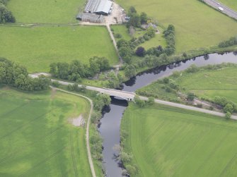 Oblique aerial view of Dalreoch Bridge, taken from the WNW.
