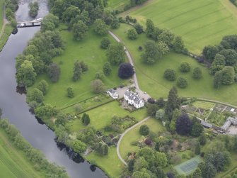Oblique aerial view of Colquhalzie House, taken from the WNW.