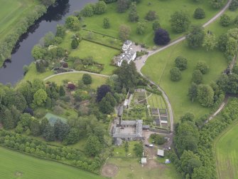 Oblique aerial view of Colquhalzie House, taken from the WSW.