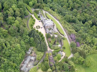 Oblique aerial view of Ochtertyre House, taken from the W.