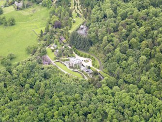 Oblique aerial view of Ochtertyre House, taken from the ESE.