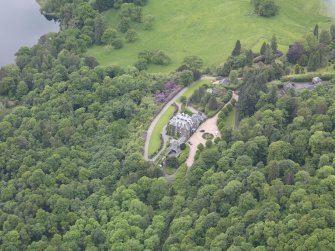 Oblique aerial view of Ochtertyre House, taken from the ENE.