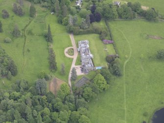 Oblique aerial view of Lawers Country House, taken from the W.