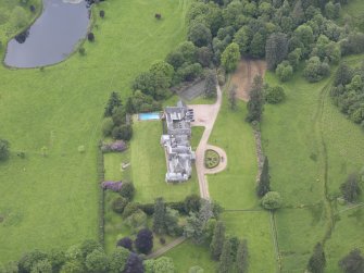 Oblique aerial view of Lawers Country House, taken from the E.