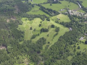 Oblique aerial view of Comrie Golf Course, taken from the WNW.