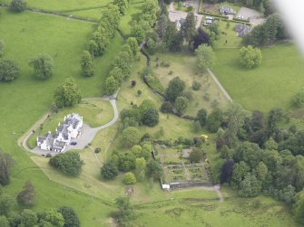 Oblique aerial view of Aberuchill Castle, taken from the W.