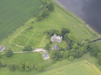 Oblique aerial view of Elcho Castle, taken from the SSE.