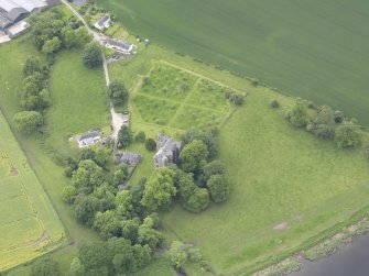 Oblique aerial view of Elcho Castle, taken from the ENE.
