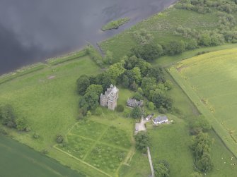 Oblique aerial view of Elcho Castle, taken from the WSW.