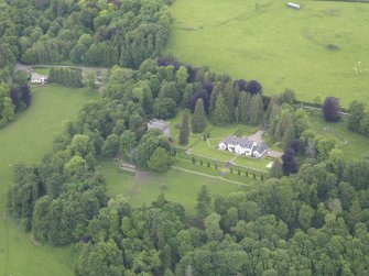 Oblique aerial view of Balthayock Castle, taken from the SE.